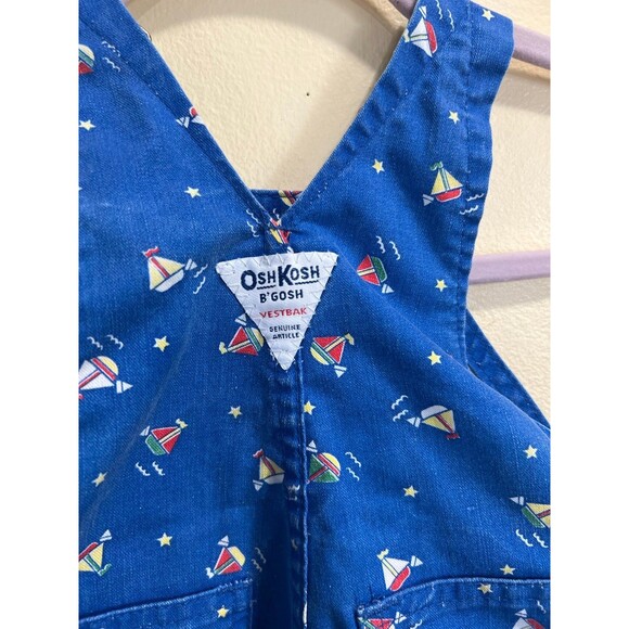 Vintage OshKosh B'Gosh Sailboat Overalls 6-9 months Shortalls - Picture 5 of 7
